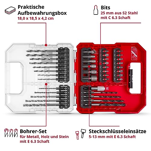 Einhell - 40-Piece Bit and Drill Set with Quick Change Holder and Storage Box