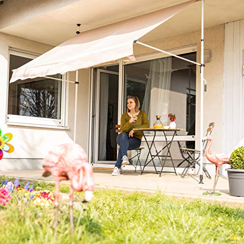 Relaxdays - Retractable Drop Arm Awning, No Drilling, Height Adjustable, Beige, 250 x 120 cm