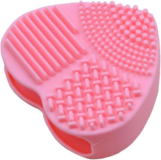 Simamile - Heart-Shaped Silicone Makeup Brush Cleaner (Pink)