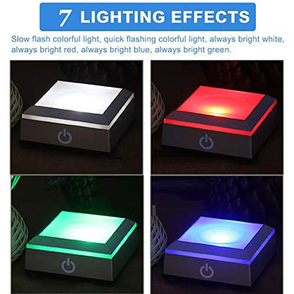 Zetiling - LED Light Display Base With 6 Color Changing Lights, USB/Battery Powered