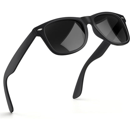 Wearpro - Polarised UV400 Rectangular Sunglasses Unisex Retro Black