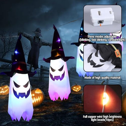 Tutamaz - Halloween Ghost Decoration Garden With LED Fairy Lights & 2 Light Modes