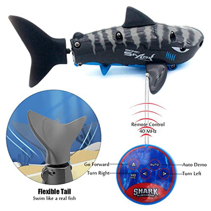 Tipmant - Mini RC Shark Submarine, Realistic Remote Control Toy for Pools