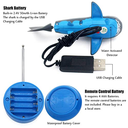 Tipmant - Mini RC Shark Submarine, Realistic Remote Control Toy for Pools