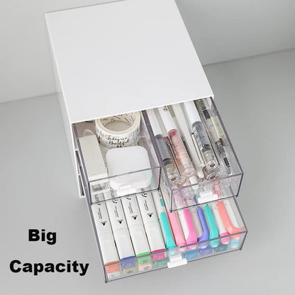 Freebirdly - Desk Organizers With Drawers, Acrylic Makeup & Office Supplies Storage