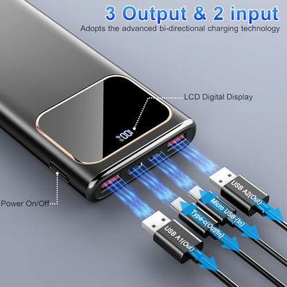 PowerBank - Portable 20,000 mAh Fast Charger With LED Display, USB-C Compatible