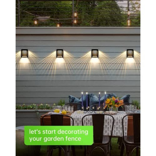 Whousewe - Solar Fence Lights Outdoor Waterproof Warm Light (Pack of 6)