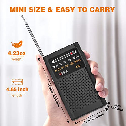 Tendak - Portable FM/AM Transistor Radio with Headphone Jack and Excellent Sound