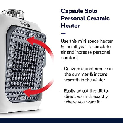 De'Longhi - Capsule Solo Personal Ceramic Heater, Stone Blue - Mini Space Heater