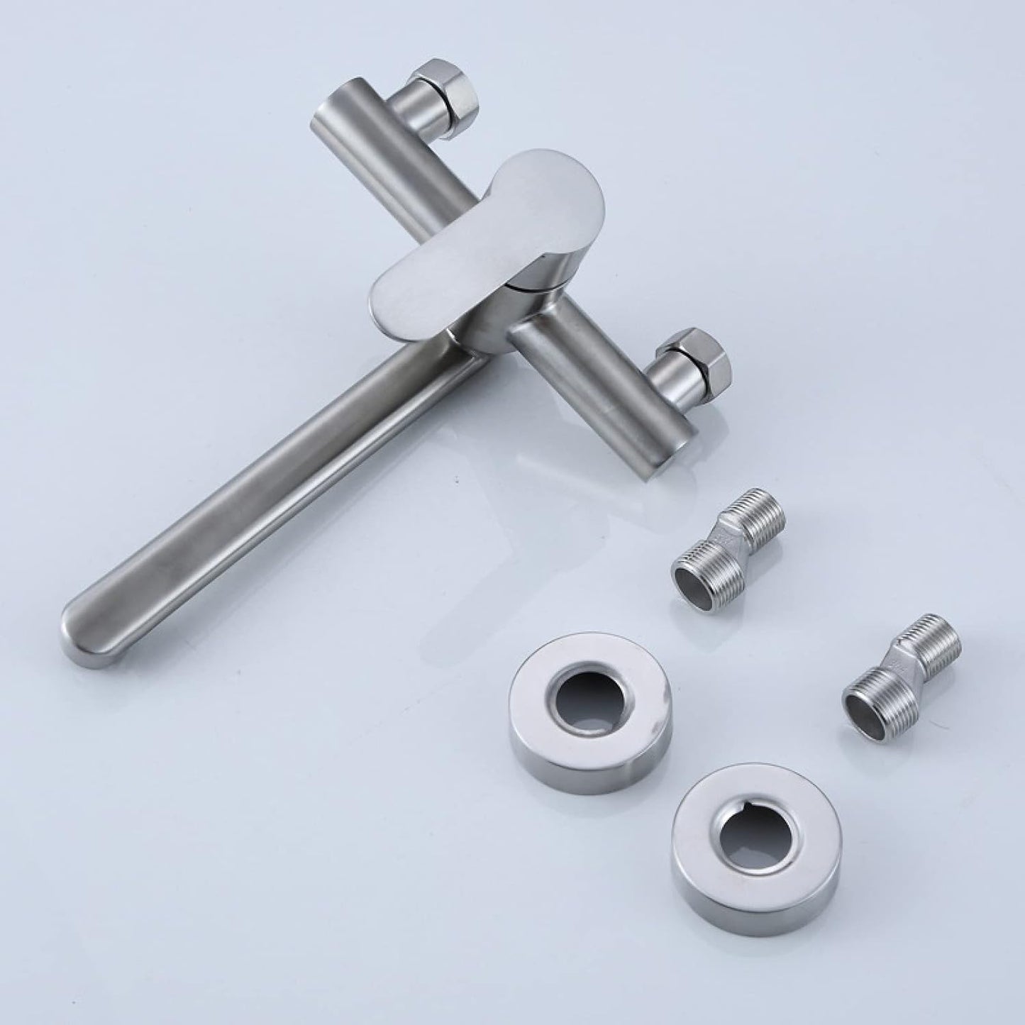 Owkay - Wall Mounted Stainless Steel Kitchen Mixer Tap With Swivel Spout