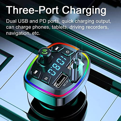 Q7 - Dual USB PD Bluetooth Car Charger With FM Transmitter And Hands-Free Call