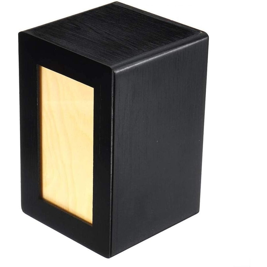 Oijh - Pet Memorial Wooden Photo Cube Cremation Urn Black 10.4x10.4x16 Cm