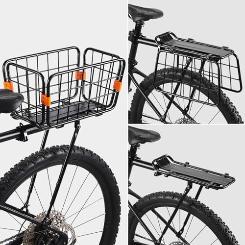 BikeCo - Foldable Rear Bike Basket, 165 LB Capacity, Adjustable Cargo Rack