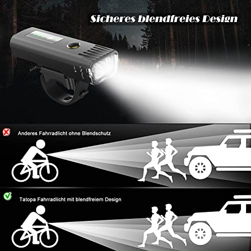 Tatopa - USB Rechargeable LED Bicycle Light Set, Waterproof Front & Rear Lights