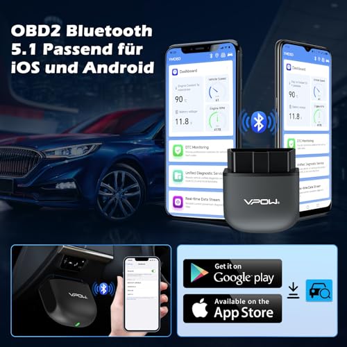 OBD2 - Bluetooth 5.1 Car Diagnostic Tool for iPhone, iOS & Android