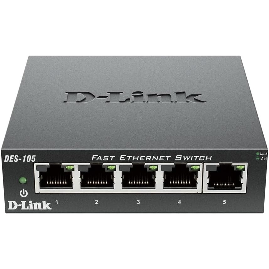 D-Link - Des-105 Network Switch With 5 Lan Ports, Fast Ethernet, Metal Housing