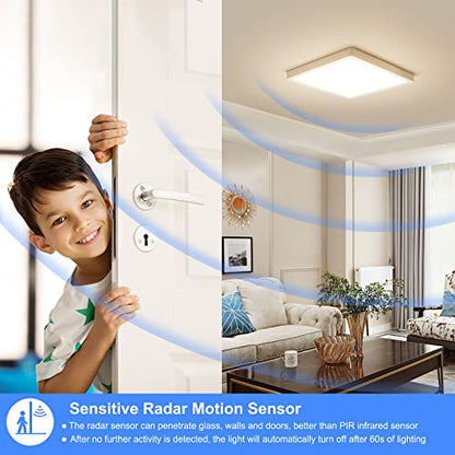 Oraymin - 2 Pieces LED Ceiling Light With Radar Motion Detector, 18W 1800LM