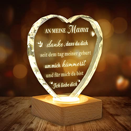 A beautiful German crystal night light designed as a romantic keepsake gift for mothers, featuring elegant wave patterns and soft illumination.