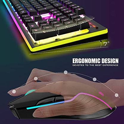 RedThunder - K10 Wireless Gaming Keyboard & Mouse Combo, LED Backlit, UK Layout