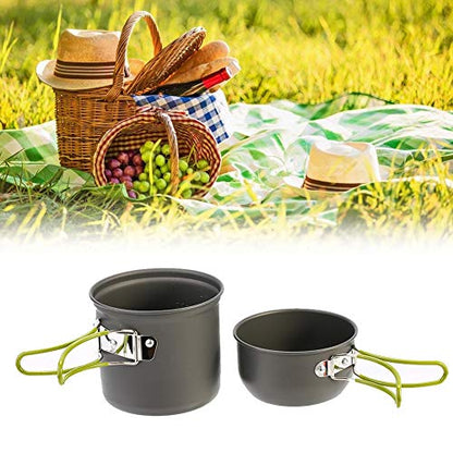 Camping Essentials - Compact Aluminium Alloy Pot Set With Storage Bag