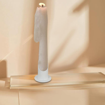 Gralara - White Metal Candle Holder For Taper Candles, Elegant Holiday Decor