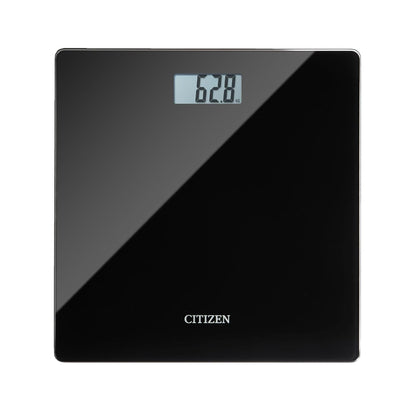 Black Citizen HMS324 Digital Body Scales with LCD display, designed for adults to monitor weight at home; features automatic step-on technology and accurate measurements up to 150kg.