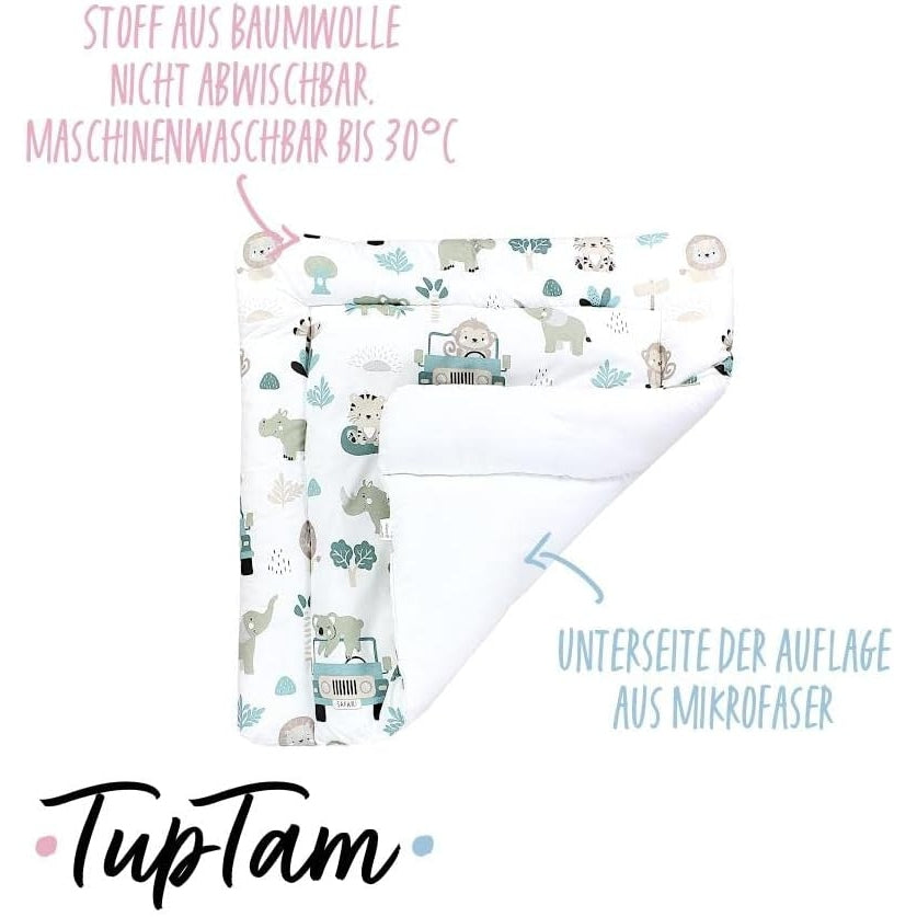 Tuptam - Baby Changing Mat With Patterns, Zoo Green, 70 X 50 Cm