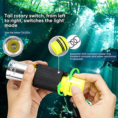 WholeFire - Dive Torch 2 Pack, 1000 Lumens Waterproof Scuba Diving Light