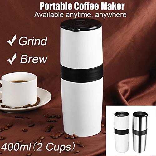 Rhzjh - Portable Freshly Ground Coffee Hand-Made Cup With Grinder (Silver)