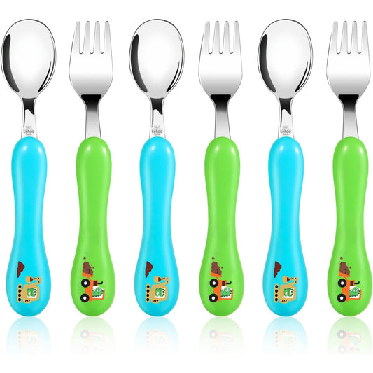 Lehoo Castle - Toddler Cutlery Set, 6Pcs Stainless Steel Dinosaur Utensils