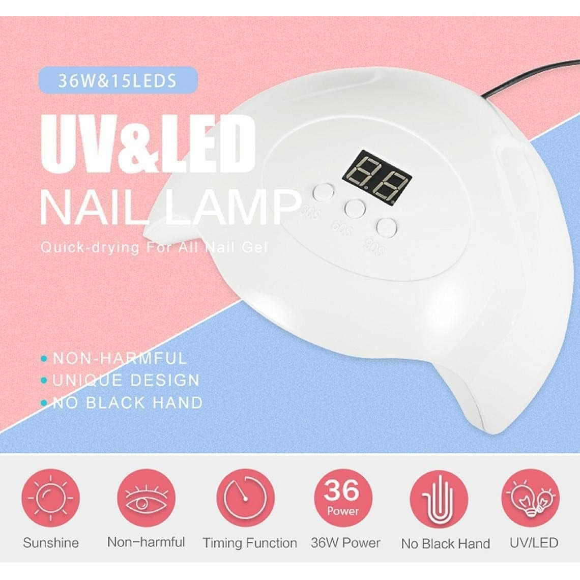 Pro Roop - USB UV Nail Lamp 36W 12 LEDs Automatic Sensor Dryer