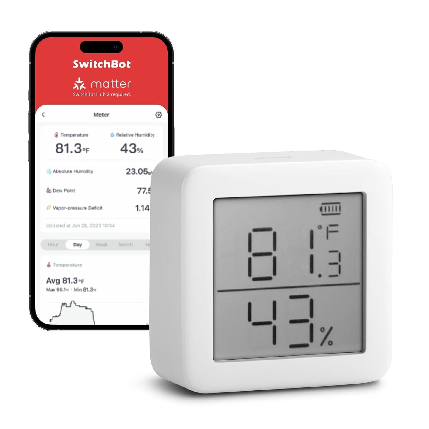 Switchbot - Room Thermometer Hygrometer Indoor, Bluetooth Digital Temperature Monitor