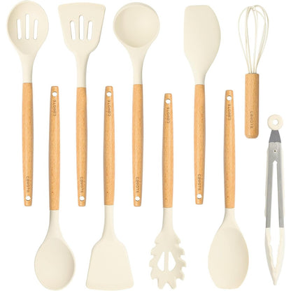 Carote - Kitchen Utensils Set, 10-Piece, Non-Stick, Heat Resistant, Wooden Handle