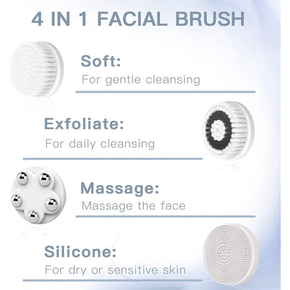 Arabest - 4 In 1 Rechargeable Facial Cleansing Brush (White)