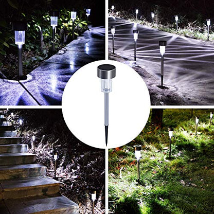 SolarGlow - Solar Powered LED Garden Lights, Waterproof Stainless Steel, 12 Pack