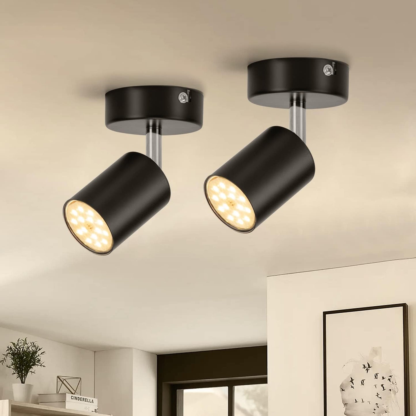 Gr4Tec - Adjustable Spotlights Set, 2 x 6W GU10 Bulbs, Warm White 2700K, LED Ceiling Light