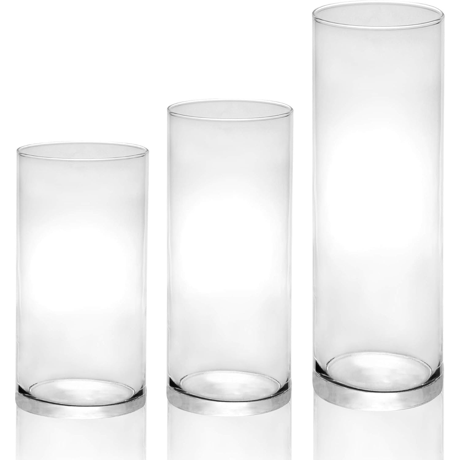 Xbite - Glass Candle Cylinders Set Of 3 | Assorted Holders For Pillar Candles