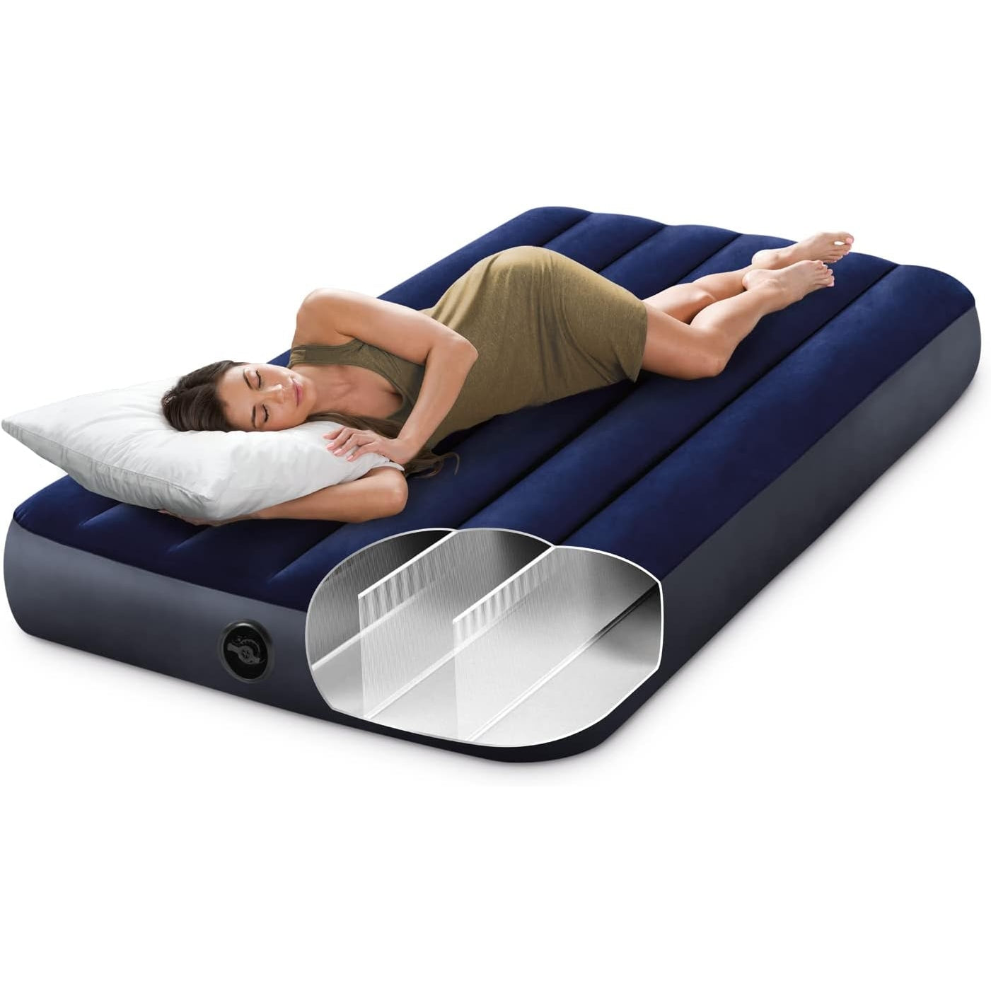 Intex - Dura-Beam Twin Air Mattress, 10In Height, 300Lb Capacity, Pump Not Included