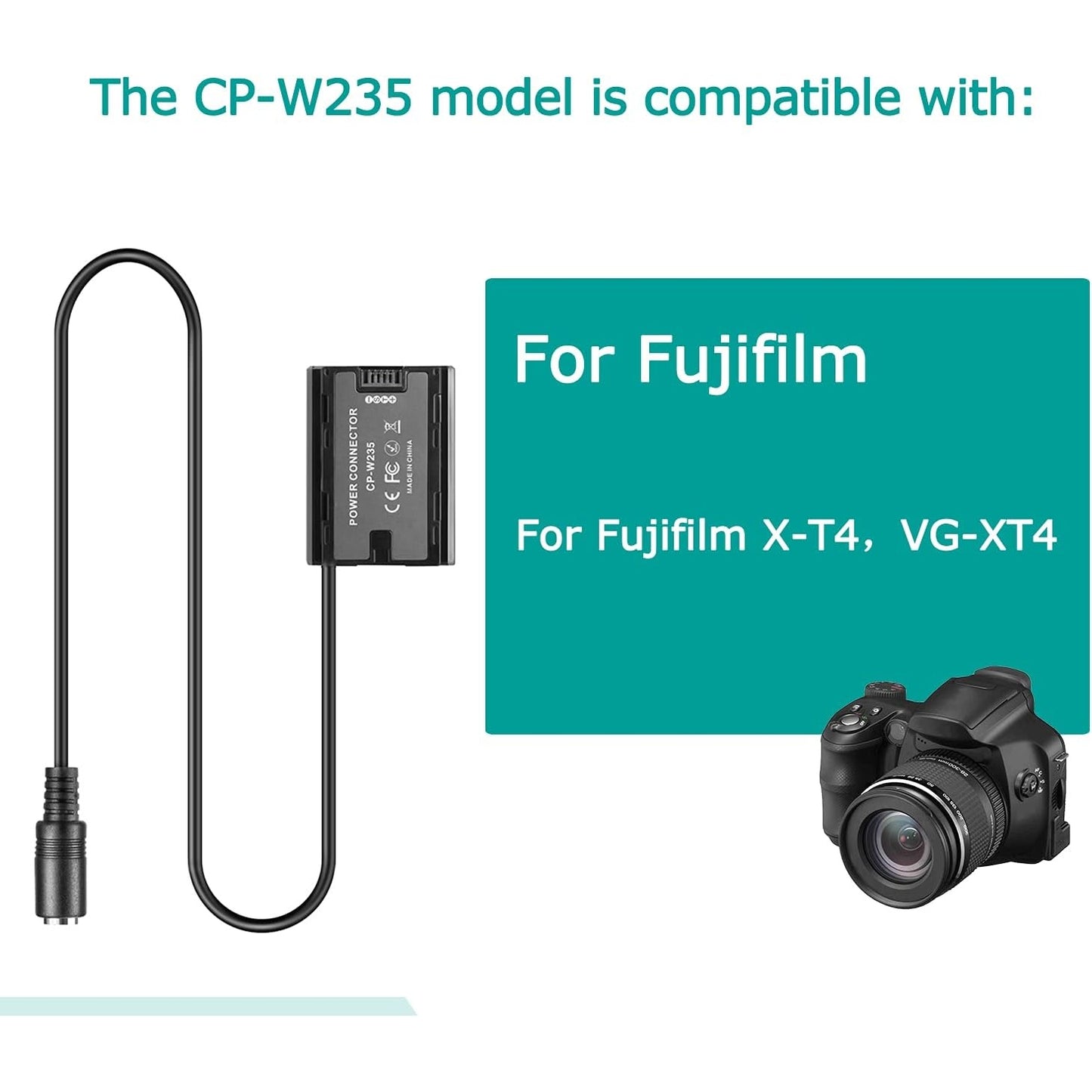 Raeisusp - USB Type C Cable + Dummy Battery NP-W235 for Fujifilm X-T4