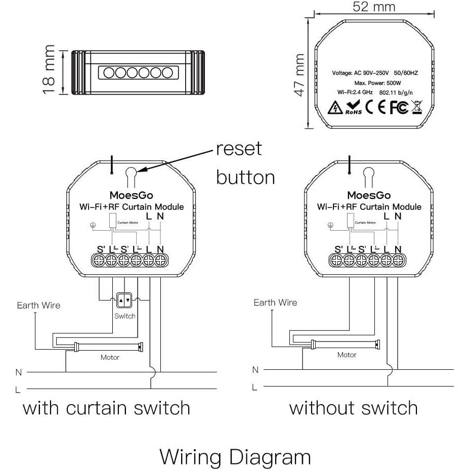 Wenzhou Nova New Energy Co.,Ltd. - Moesgo Wifi Smart Curtain Switch Module For Blinds