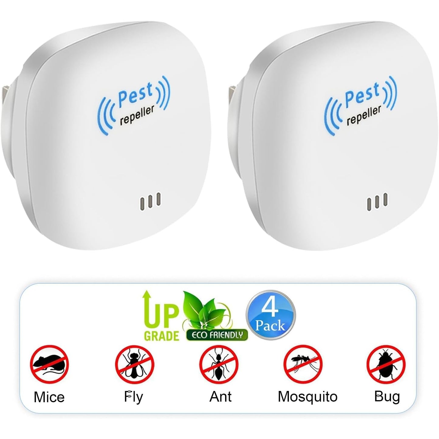 Eco-Friendly - Ultrasonic Pest Repeller Plug-In (4 Pack)