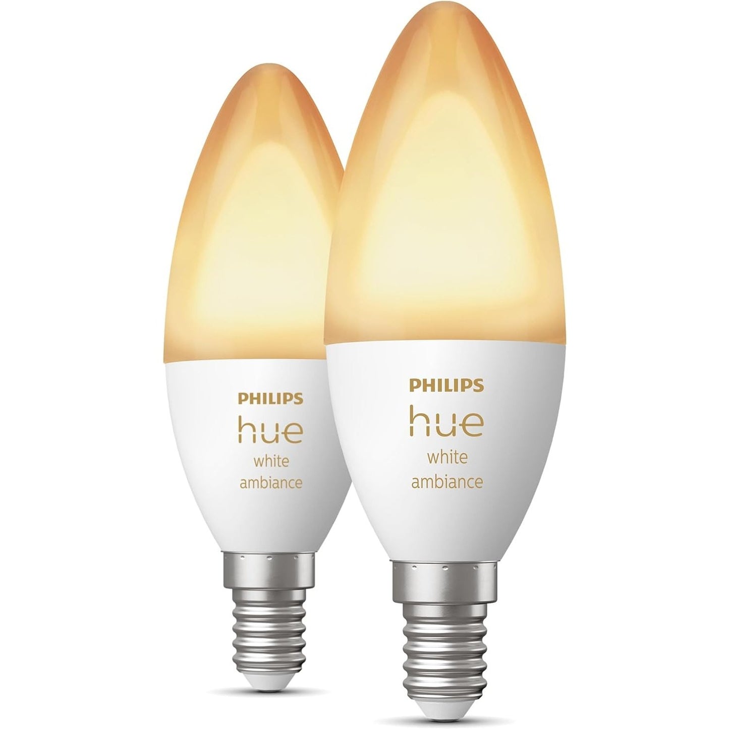 Philips Hue - White Ambiance LED Bulb E14, Bluetooth, 2-Pack, Works With Alexa, Google, Apple