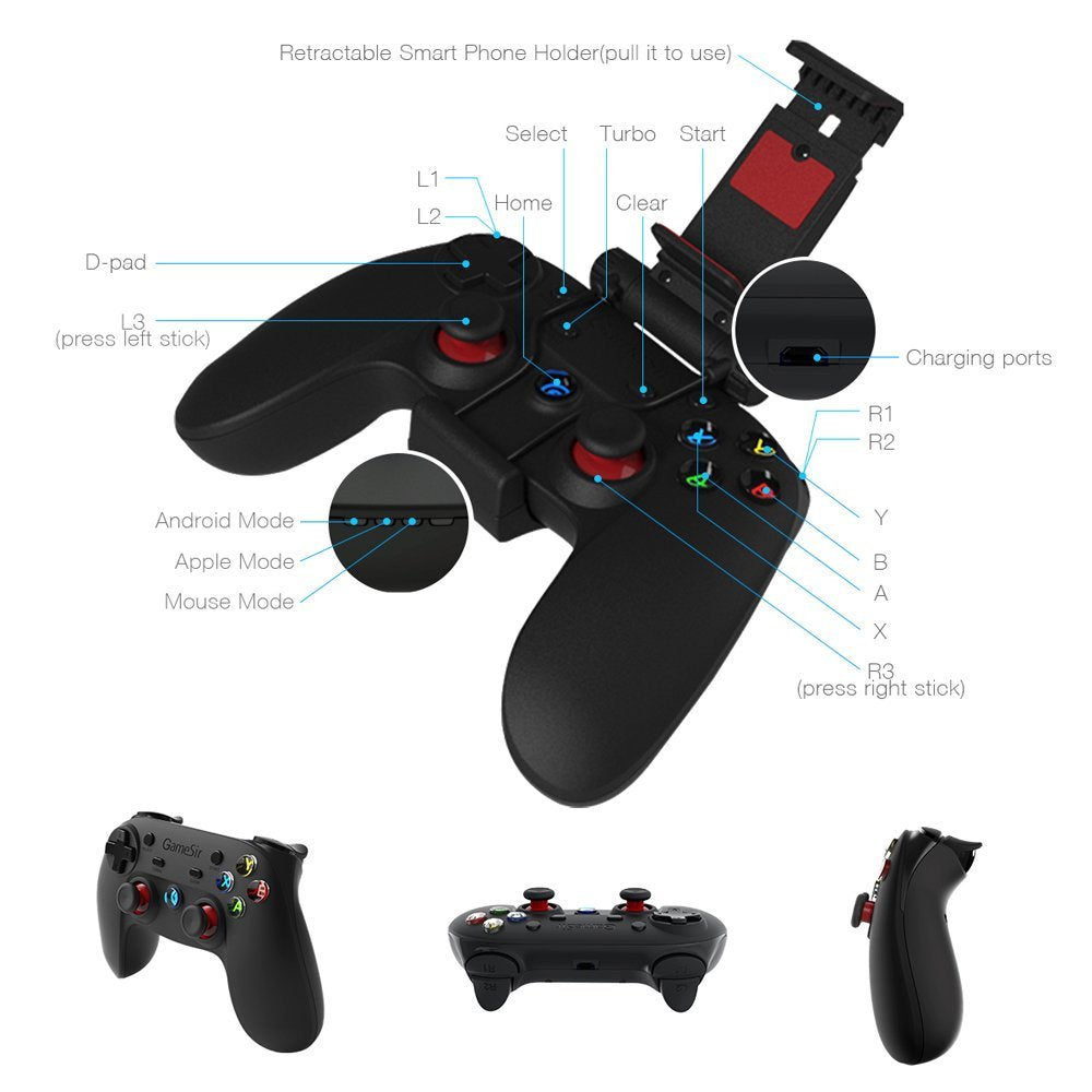 Gamesir - Bluetooth Controller For Android, G3 Edition (Black) With Phone Bracket