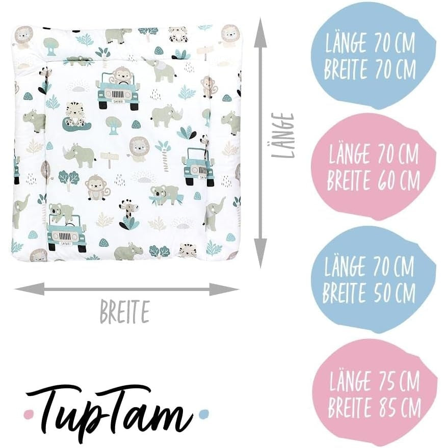 Tuptam - Baby Changing Mat With Patterns, Zoo Green, 70 X 50 Cm