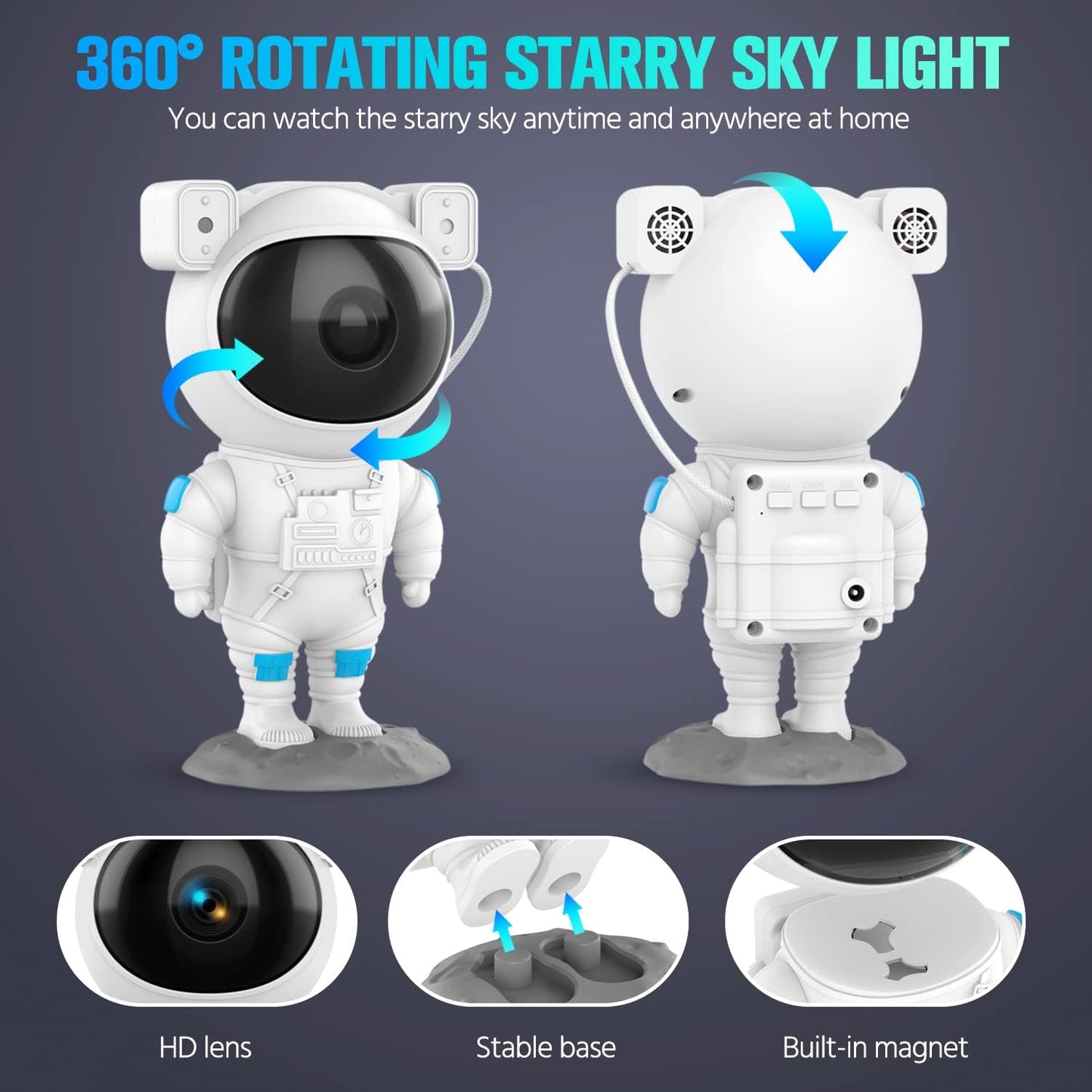 Ugemia - Astronaut Galaxy Projector Night Light With Timer And Remote