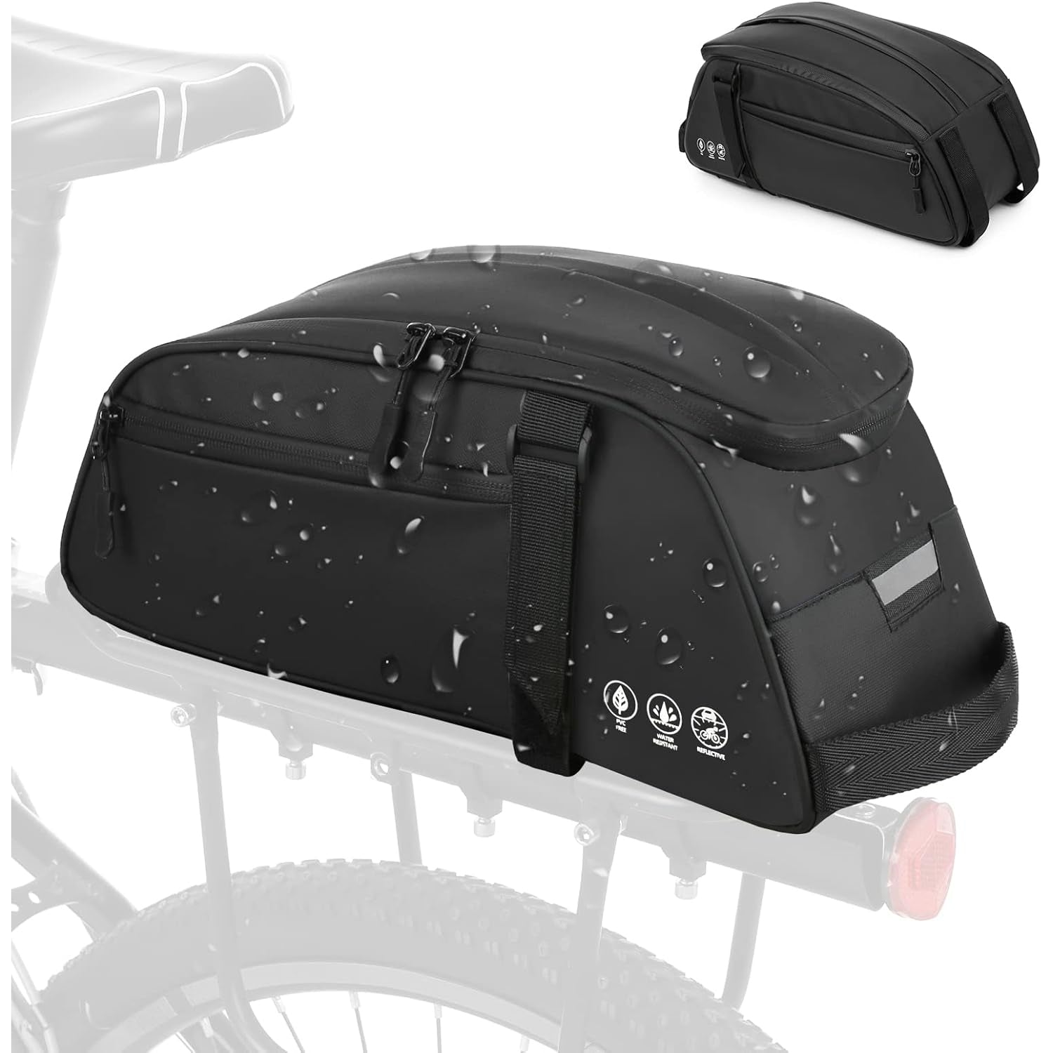 Lixada - 3-In-1 Waterproof Bicycle Pannier Rack Bag, Trunk Bag, Backpack