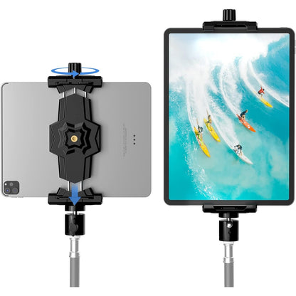 Kdd - iPad & Phone Tripod Mount Adapter With Ball Head, 360 Rotatable Clamp