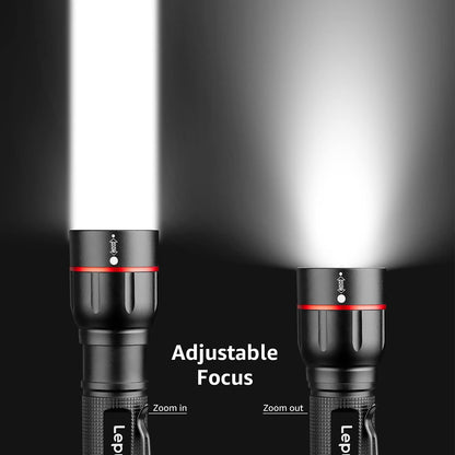 Lepro - Led Flashlight With Clip, High Lumens, 5 Modes, Zoomable, Waterproof, 2 Pack