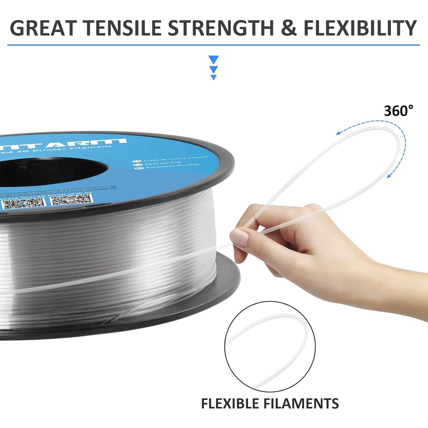 Giantarm - High-Speed Transparent PLA 3D Printer Filament, 1Kg Spool, 1.75Mm