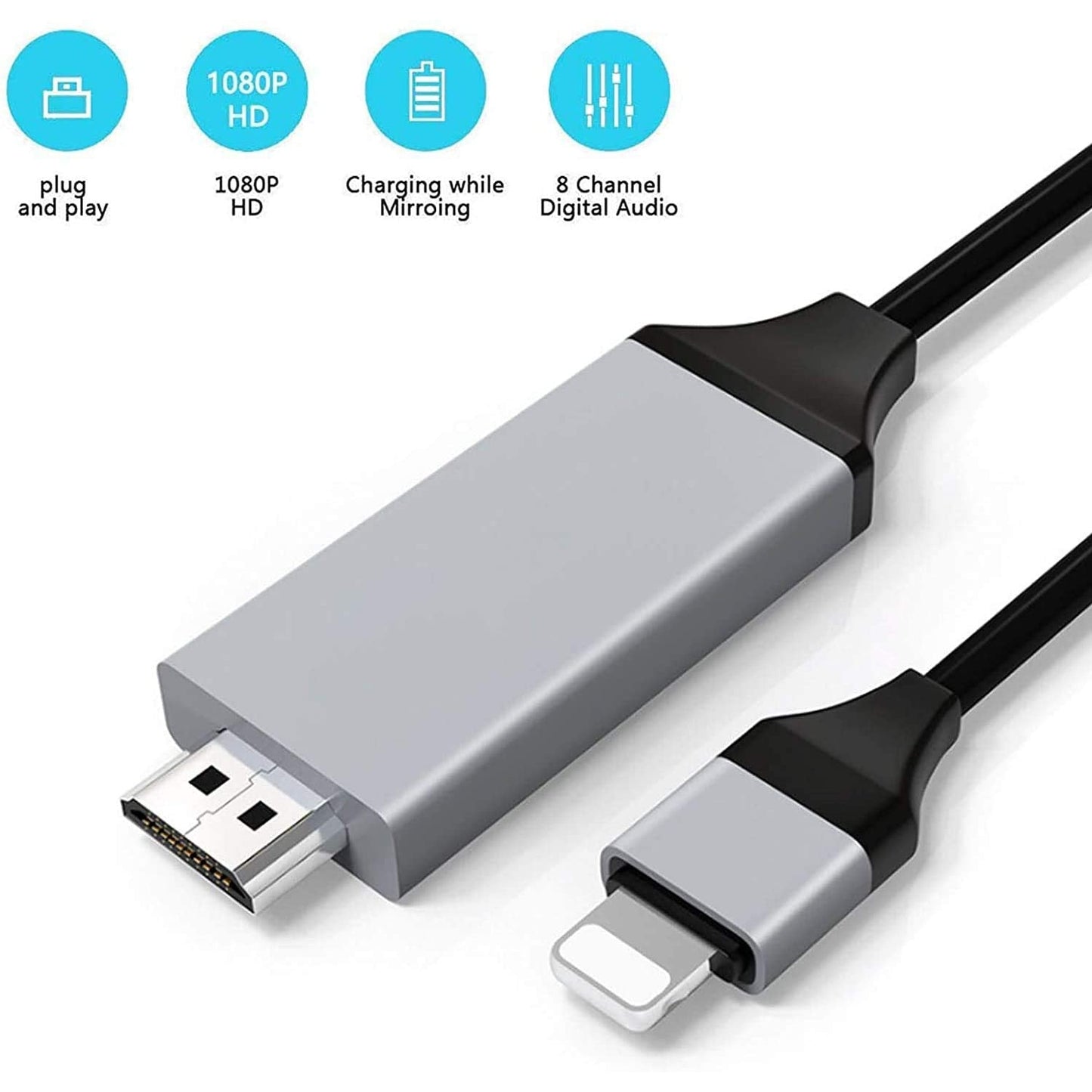 Huazhun - Lightning To HDMI Adapter Cable, Apple MFi Certified, 1080P, 6.6 Feet